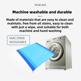 BHDJSHX Portable Beach Blanket, Sandproof Waterproof Machine Washable Outdoor Picnic Mat, Oversized for 4-6 Adults，for Camping, Park, Travel, Grass(Blue