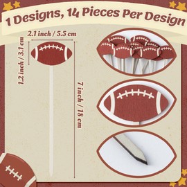 TICIAGA Football Floral Wooden Picks - 14PCS Double-Sided Football Flower Decorative Picks for Vase Filler Decorations, Rugby Ball Flower Arrangements for Sport Theme Birthday Party Centerpiece Decor