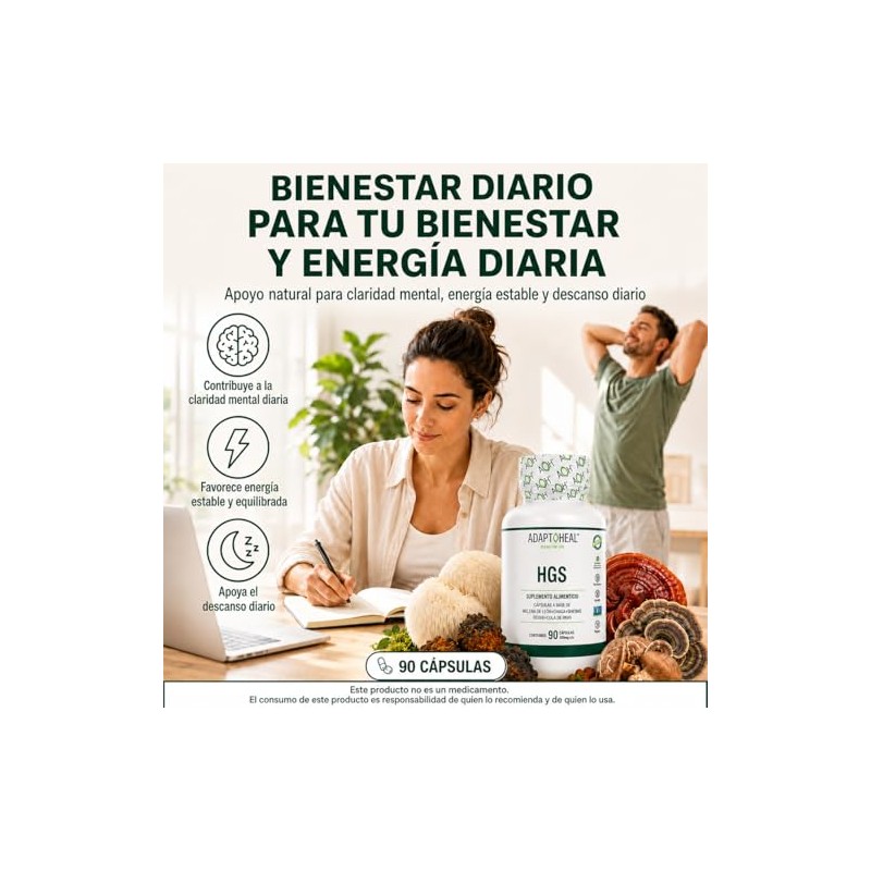 Adaptoheal HGS Melena de León, Reishi, Chaga, Shiitake y Cola