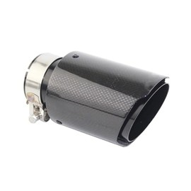 Carbon Tailpipe Exhaust Trim 100 mm Round Black Stainless Steel for 50 mm Connection
