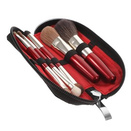 Minkissy 2sets Portable Mini Makeup Brush Set Dual-ended Brushes and Travel Bag Beauty Supplies for Women for Eyeshadow Contouring and Travel Use