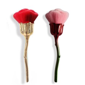 WOKOTO 2pcs Red And Gold Rose Nail Dust Brushes for acrylic nails Make Up Brush Set Nail Art Powder Remover Brushes Soft Foundation Brush Cleaning Dust Cleaner Brush For Nails Trimming Cleaning Tools