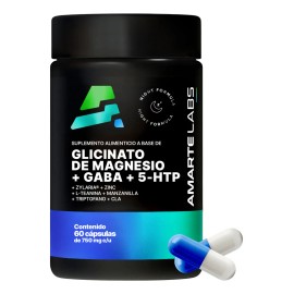 Amarte Labs Glicinato de Magnesio Descanso y Sueo Profundo, Frmula Nocturna con GABA, 5-HTP, Triptfano, Zylaria, Relajacin Natural, Energa al...      