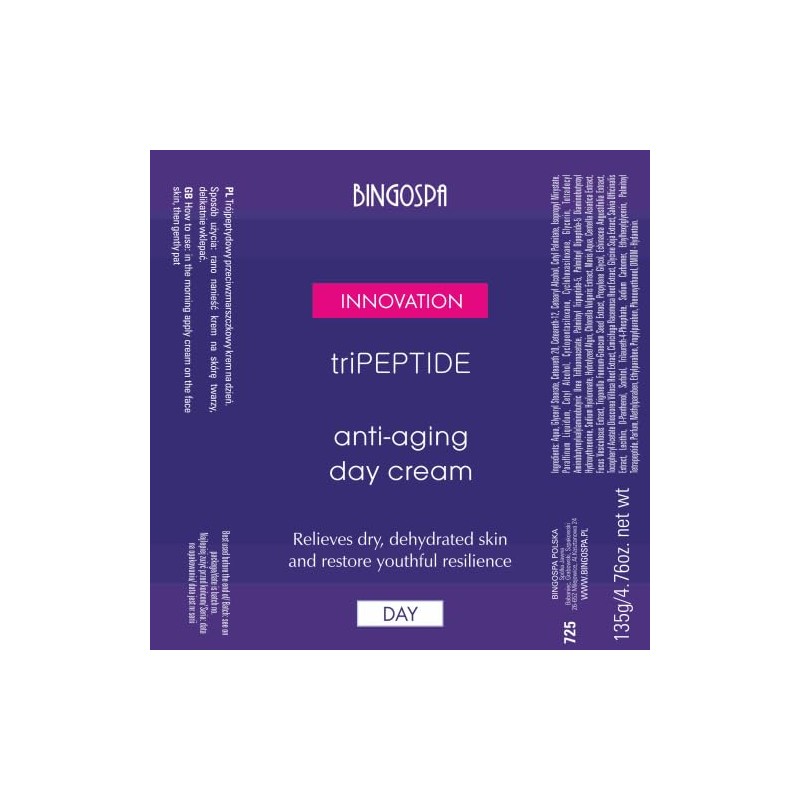 Anti-Falten Anti-Aging Tri Peptid Tagescreme 135g BINGOSPA innovation