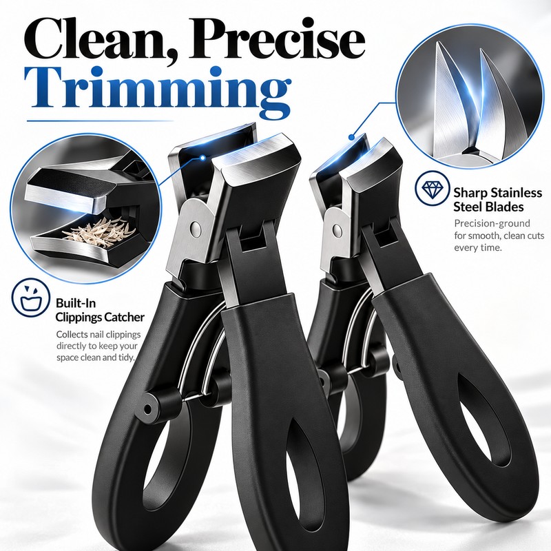 5-Piece Stainless Steel Toenail Clipper Set – Wide Jaw &