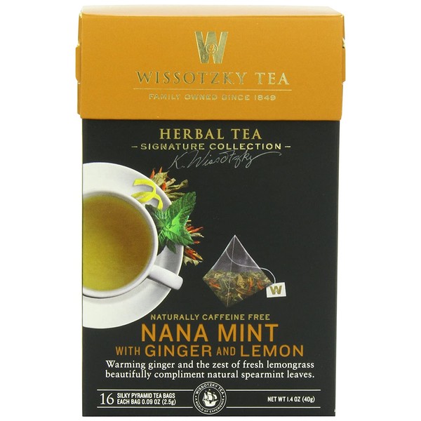 Wissotzky Tea Signature Collection Nana Mint with Ginger and Lemon Tea, 1.4 Ounce (16 Count)