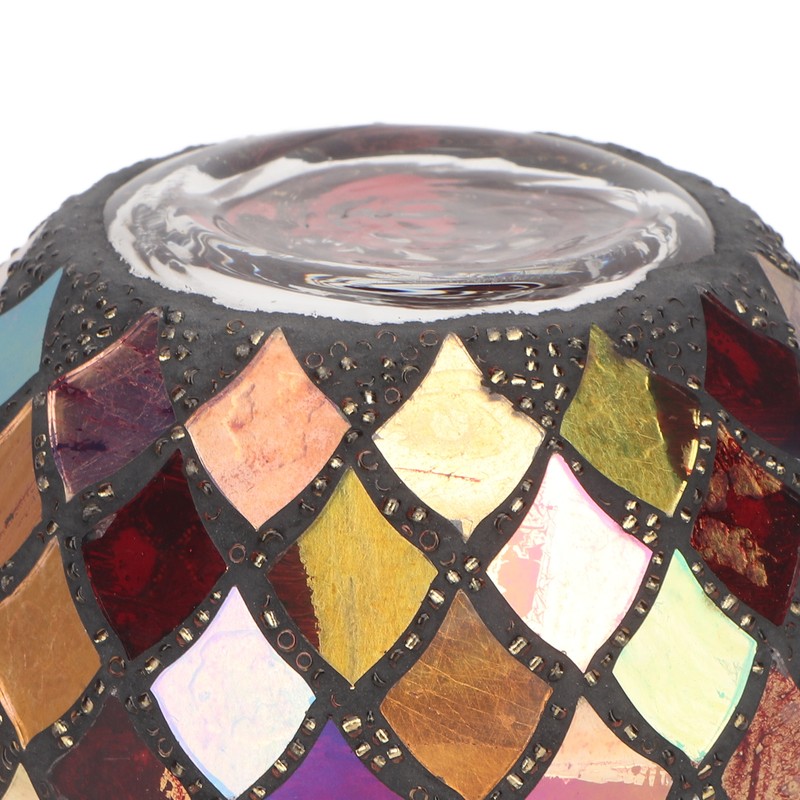 Mosaic Glass Tea Light Holder Romantic Decorative Red Handmade Cracked