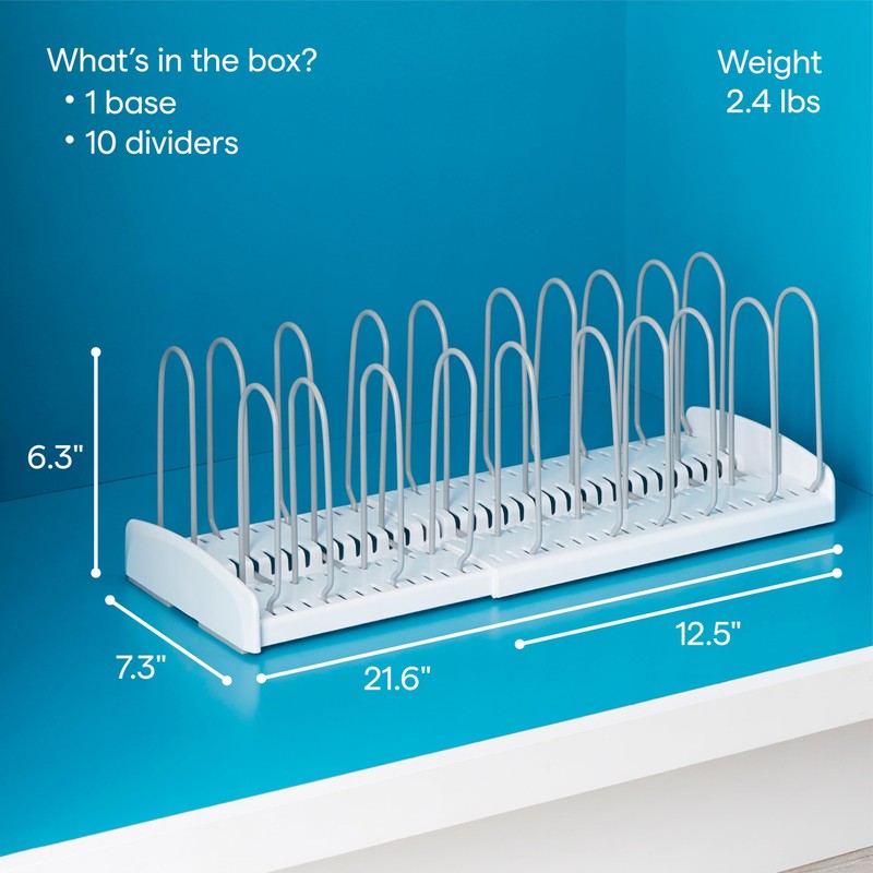 YouCopia StoreMore Expandable Pan and Lid Rack, 12.5"-22" Wide Adjustable