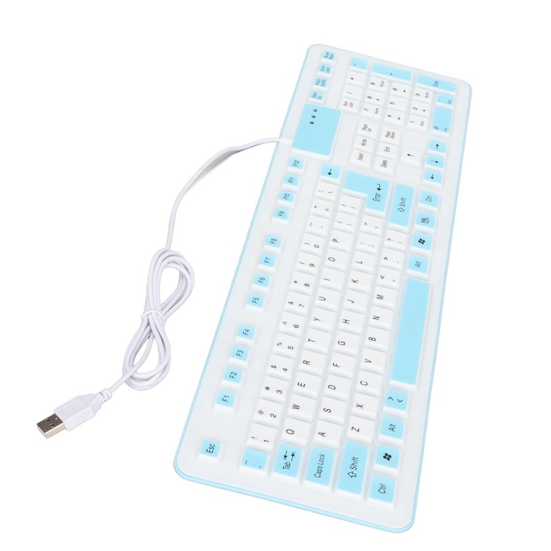 Foldable Silicone Keyboard 106 Keys Waterproof Dustproof Foldable USB Wired