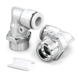 TAILONZ PNEUMATIC White Elbow Male Thread 10 mm Conduit OD x 1/2 BSP Push-in Fittings PL10-04 (Pack of 10)