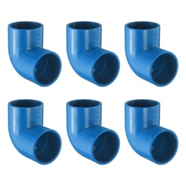 sourcing map 6pcs 1.2" 90 Degree Elbow Pipe Fittings, Furniture Construction Grade 2-Way 90 Degree Elbow PVC Corner Adapter for DIY Construction Furniture Garden Shelf Connection, Blue