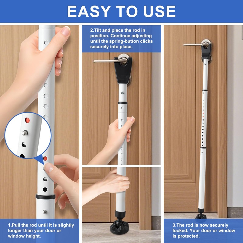 2-in-1 Security Bar for Doors and Windows, Adjustable Sliding Door