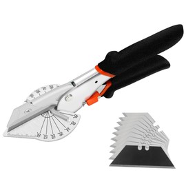 FLORA GUARD Miter Shears - 45 to 135 Degree Multi Angle Trim Cutter, Gasket Shear for Cutting Soft Wood, Plastic, PVC and More, Including 10 Spare Blades