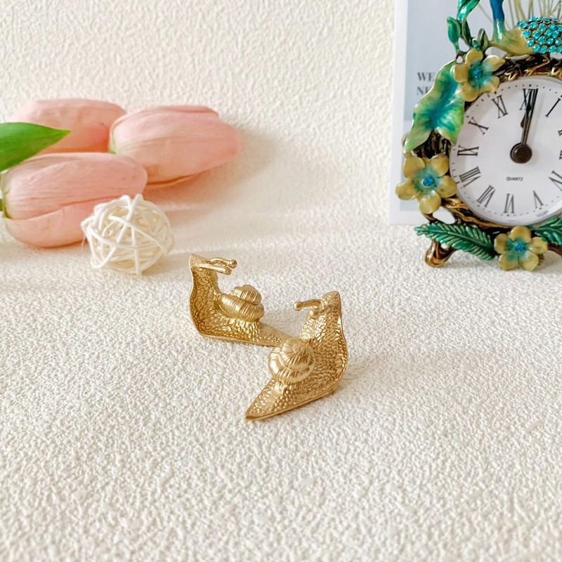 Pasiir 2pcs Gold Snail Figurine Home Decor, Solid Metal Crab