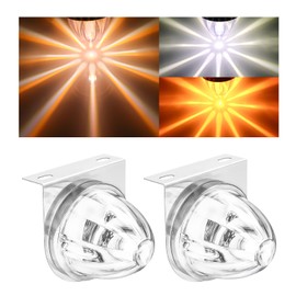 DYNVEX 2PCS Dual Revolution LED Watermelon Lights, [3 Color Modes] Watermelon Lights for Semi Trucks with Bracket, Side Marker Signal Lights for Kenworth Peterbilt Freightliner, (Amber & White)
