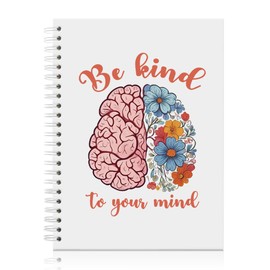 Mhfpl Be Kind to Your Mind Cute Flower Brain Spiral Notebook, Self Care Journal Gifts for Women, Inspirational Mental Health Gifts, Christmas Birthday Gifts for Mom Aunt Sister Daughter