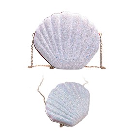 ZHYUAN Women's Glitter Bag, Women's Glitter Bag, Women's Shell Bag, Diamond Handbag, Rhinestone Clutch Purses, Sequin Chain Bag, Shell Purse, Glitter Shell Evening Bag, White