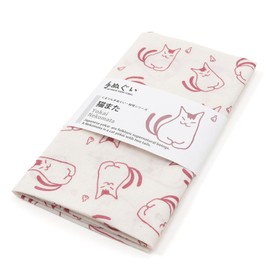 Gururin Tenugui Yo-Kai Nekatamata Drift-free, Produced, Approx. 13.8 x 35.4 inches (35 x 90 cm), Quick Drying, Made in Japan, 1 Sheet, Old Rose