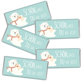 STEINBECK Mini Schokolade Schön, dass Du da bist! 5er Set Tischdekoration Geburt Familienfeier Bärchen