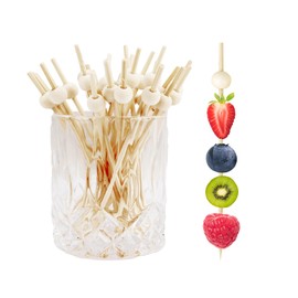 200pcs Toothpicks Cocktail Picks 4.7" Party Toothpicks For Appetizers Skewers For Appetizers Bamboo Skewers Tooth Picks Appetizer Picks Food Picks Charcuterie Catering Supplies Natural Wooden Pearl
