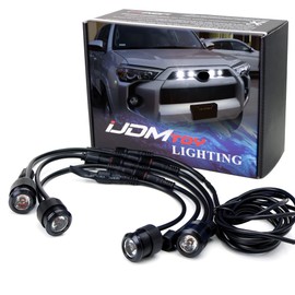 iJDMTOY 4pc Set 3W High Power LED Grille Mesh Mount Lighting Kit Compatible with Toyota FJ Cruiser 4Runner Tacoma etc., 6000K Xenon Projector Lens Spot Beam LED Lights