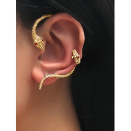 Snake Ear Cuffs Earrings for Women Snake Ear Wrap Vintage Cartilage Clip on Earrings for Teens Girls (Gold)