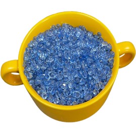 KISEER Clear Aquarium Glass Stone Bulk 1 LB Sea Glass Beads Gems Marbles Pebbles Gravel Rock for Aquarium, Fish Tank, Garden, Vase Fillers, Succulent Plants Decor (Sea Blue)