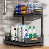 HOMEAILIE 2-Tier Under Sink Double Pull-Out Shelf,Silent Sliding,Hole-Free Shelf,Kitchen,Bathroom Universal,