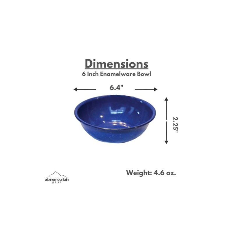 6 Inch Enamelware Bowl for Camping and Backpacking - Cookware