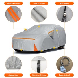 Car Cover for 2019-2025 Chevy Blazer, Waterproof Custom-fit All Weather Sun Rain UV Dust Snow Protection Outdoor Blazer Full Car Cover with Door Zipper and Cotton Lining-Grey