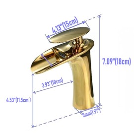 Leekayer Waterfall Bathroom Faucet 1 Hole Mount Hot Cold Basin Mixer Tap Single Lever Brass Faucet Gold Finish,LK61106G