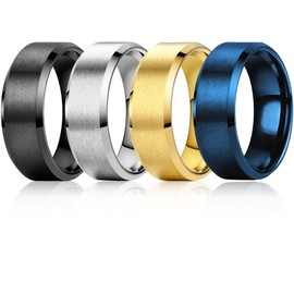 Mens Wedding Band Rings for Men 4pcs Stainless Steel Ring Mens Rings Wedding Ring Set 8MM Width (4pcs a set, 11)