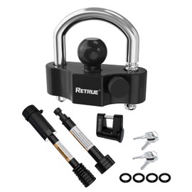RETRUE Heavy-Duty Keyed-Alike Trailer Lock Set - Universal Coupler, Dual Hitch Receiver Pin, and Trailer Tongue Locks Included, Black