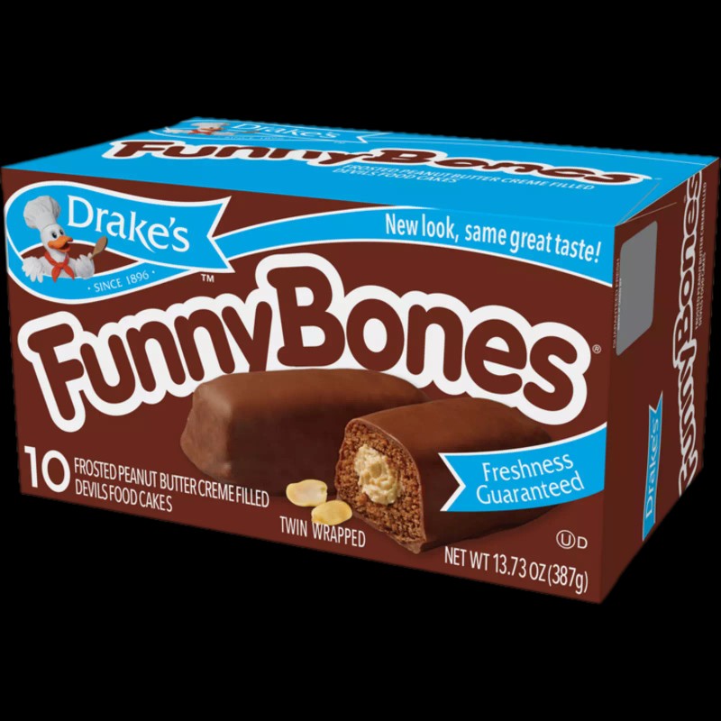 Drake's Funny Bones, 7 Boxes, 70 Twin-Wrapped Peanut Butter Creme-Filled
