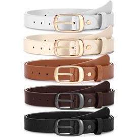 SATINIOR 5 Pack Women Leather Belts for Jeans Ladies Waist Belt Women's Belt with Pin Buckle for Pants Dress(M: Fit Waist 31-36 Inches)