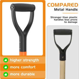 HIGHLIGHT Spade Shovel, Transplanting Spade, Drain Spade, Spade Shovels for Digging, Sharp Shooter Shovel or Spade, 45Inch, Stell D-Grip,Fiberglass Handle, Orange