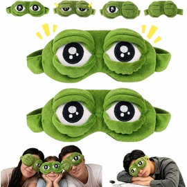 Antifaz para Dormir Gracioso, 3D Frog Sleep Mask, Cute Plush Blackout Eye Cover with Adjustable Strap, Soft Contoured Sleeping Mask for Adults, Women, Men, Travel, Nap, Relaxation (2pcs)