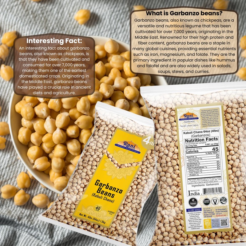 Rani Garbanzo Beans (Kabuli Chana) 64oz (4lbs) 1.81kg Bulk ~