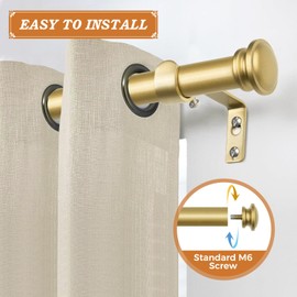 TONIAL 3/4 Inch Bay Window Curtain Rods, 36-72 Inch Center Rod for window (24 to 68 Inch), 20-36 Inch Side Rods for windows (16-32 Inch), Decoratice Drapery Rods with Small Cap Finial, Antique Gold