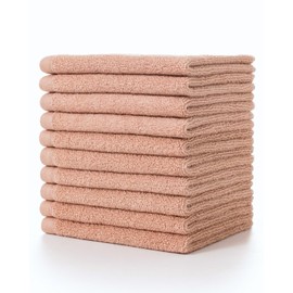 Lumimi Hand Towel, 100% Cotton, Fluffy, Approx. 13.4 x 13.4 inches (34 x 34 cm), Set of 10, Mocha Brown; Fast Absorption, Quick Drying, Hotel Specifications, Durable, Commercial Use, Salon, Bathing,