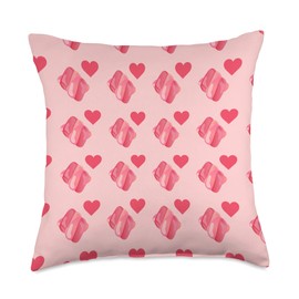 Girly Marshmallows Pink Hearts Candy Lover Valentine's Day Throw Pillow