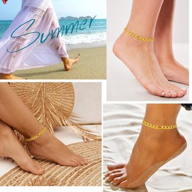 Women Anklet Chain 18K Gold Plated Anklet Men Ankle Chain Figaro Ankle Braclet Foot Bracelets