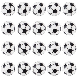 SUNNYCLUE 32Pcs 15mm Soccer Beads Sports Silicone Focal Beads White Black Small Loose Round Ball Beaded Pens Bead for Graduation Party Office Supplies Crafts Keychain Necklace Jewelry Making Beginner