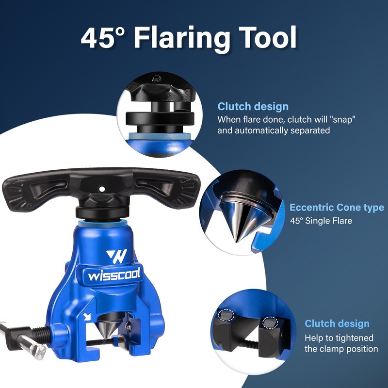 Wisscool Flaring Tool HVAC 1/4” -3/4” Single Flare Tool 45°