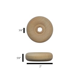 Early American Shop Qty 54 - 2" Classic Wooden Toy Faced Wheels for Craft and Toy Making, 3/8" Hole