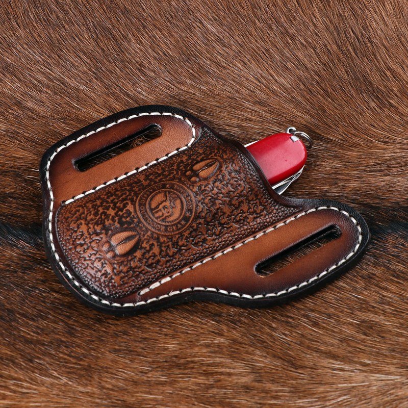 Leather Pocket Folding Knife Sheath Belt Holster Knives Case EDC