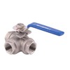 DERNORD 3-Way Ball Valve, T Mounting Pad, Stainless Steel 304