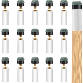 15 Set Pool Cue Tips, Replacement Kit with White Pool Tips, 13mm Cue Tip,Stick Ferrules Billiard Cue Tips Screw on Pool Stick Tips Replacement Kit