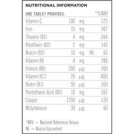 Quest Synergistic Iron 15mg Tablets with Vitamin B, C & Copper. Helps Reduce Tiredness & Fatigue Plus Formation of Red Blood Cells & Immune Support. Vegan & Gluten Free Formula. (90 Capsules)