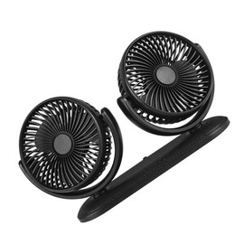 ULTECHNOVO 1Pc Portable Car Fan Dual Head Electric Cooling Fan for Back Seat USB Powered Speed Low Noise Design for All Vehicle Models